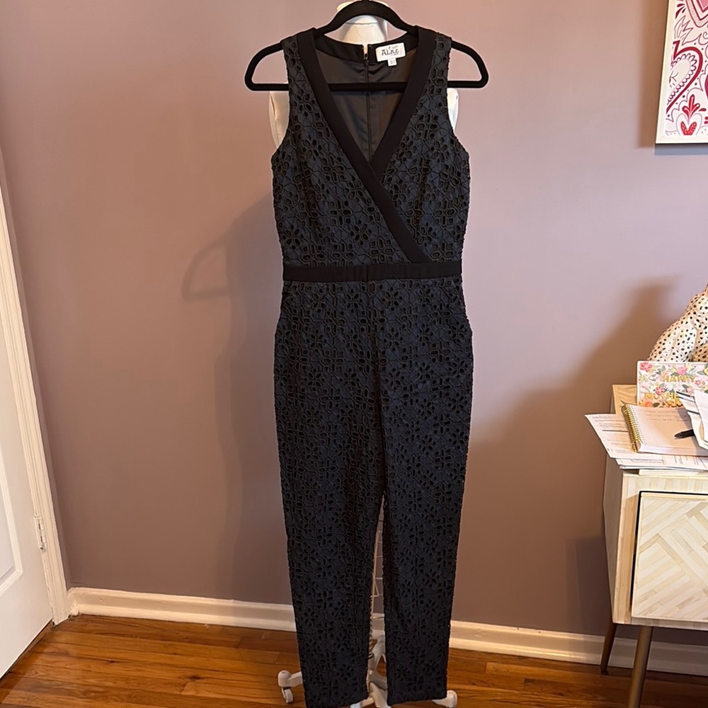 ALICE by Temperley Black Lace Jumpsuit Elegant Evening Wear